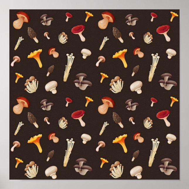 Poster Motif de champignons (Devant)