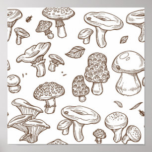 Poster Motif de champignons