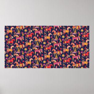 Poster Motif de chevaux scandinaves design sans couture. 