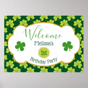 Poster Motif de Clover Vert mignon Bienvenue