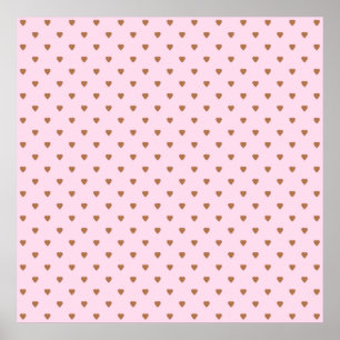 Poster Motif de coeur rose pâle et marron.
