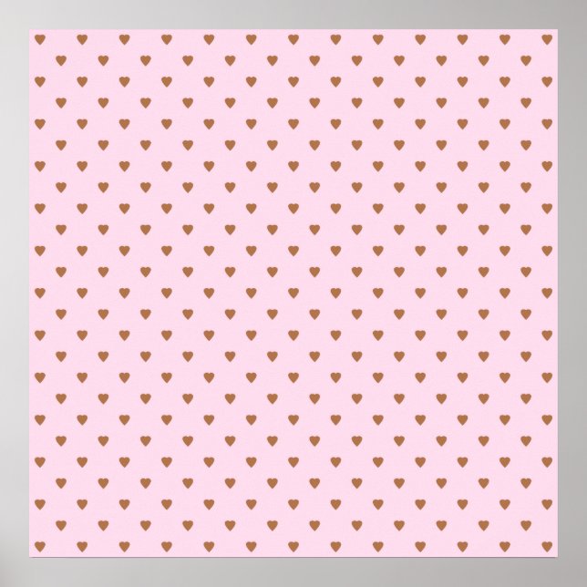 Poster Motif de coeur rose pâle et marron. (Devant)