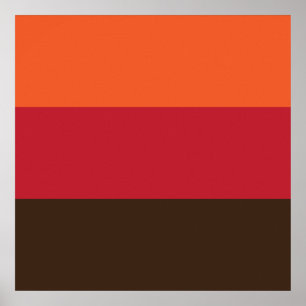Poster Motif de couleur vintage à 3 rayures Rétro 70s
