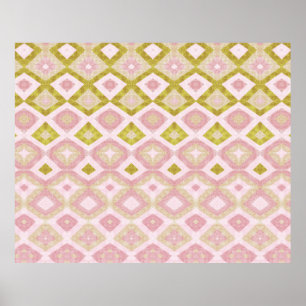 Poster Motif de diamant géométrique en rose et vert olive