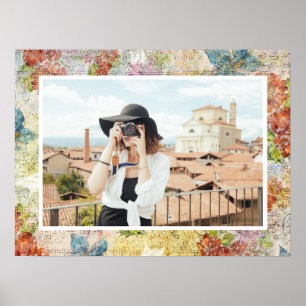 Poster Motif de fleur en détresse vintage photo personnal