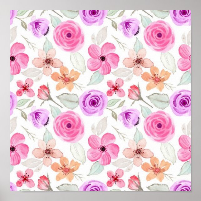 Poster Motif de fleurs (Devant)