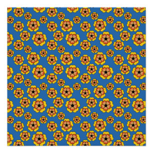 Poster Motif de fleurs orange jaune