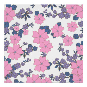 Poster Motif DE FLEURS ROSE ET PURPLE