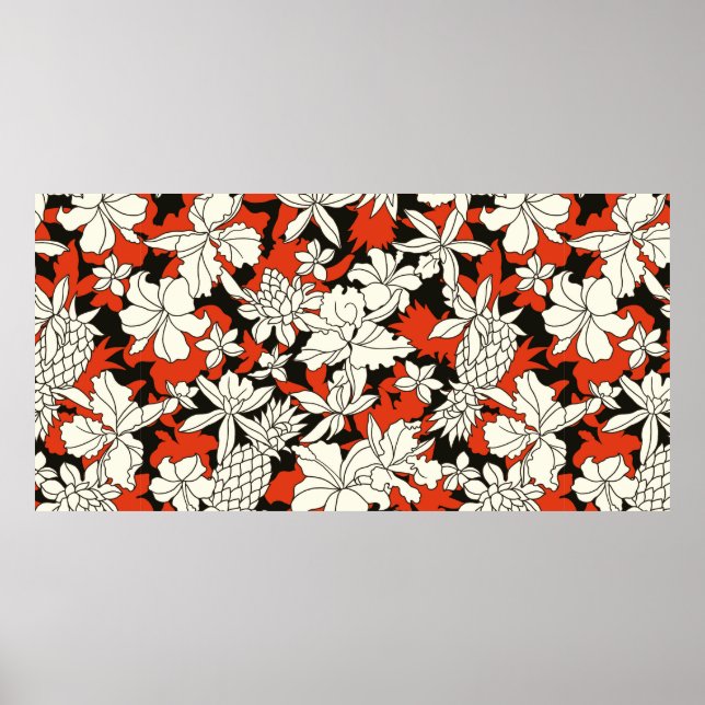 Poster Motif de fleurs tropicales (Devant)
