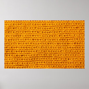 Poster Motif de fond de texture de laine tricotée jaune w