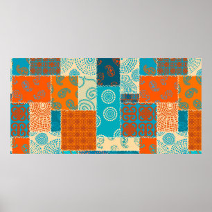 Poster Motif de fond sans couture. Motif patchwork en