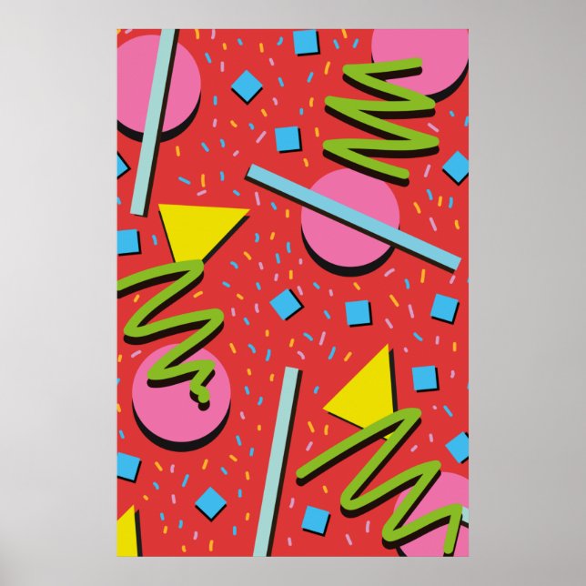 Poster motif de formes années 90 (Devant)