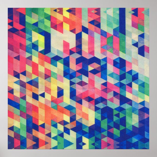 Poster Motif de formes d'aquarelle géométrique Abstraite (Devant)