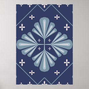 Poster Motif de formes géométriques bleues 