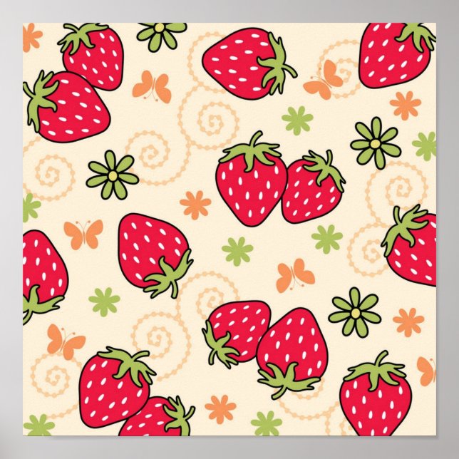Poster Motif de fraises (Devant)
