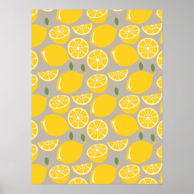 Poster Motif de fruits de citron jaune (Devant)