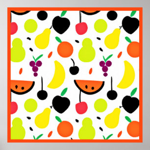Poster Motif de fruits néon Tropical Glow