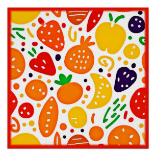 Poster Motif de fruits vibreux