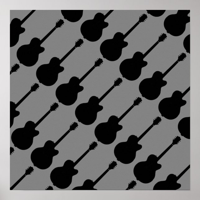 Poster motif de guitares rock noir (Devant)