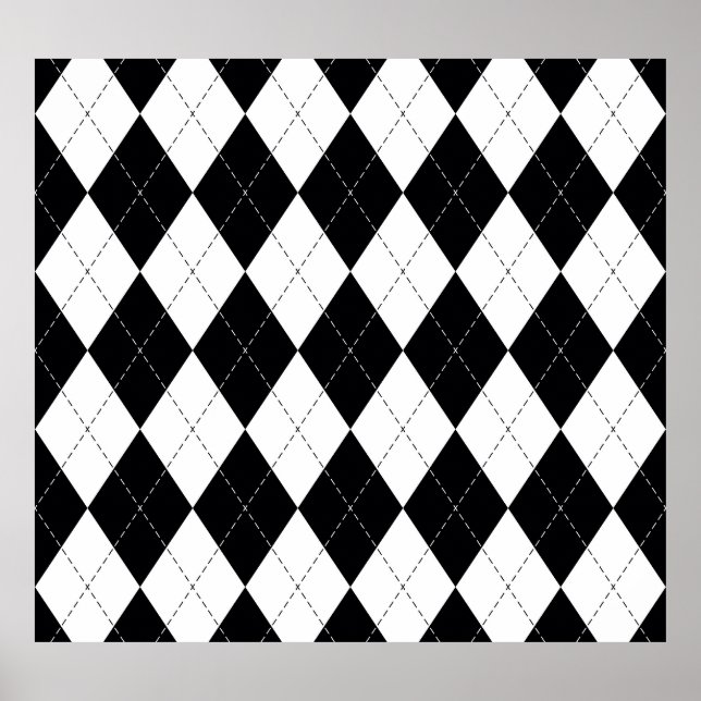 Poster Motif de Jacquard géométrique noir blanc (Devant)