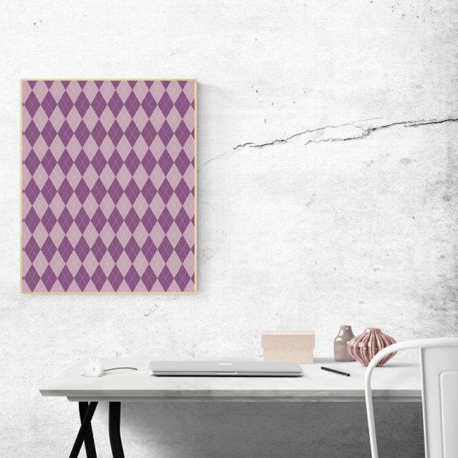 Poster Motif de Jacquard violet et lavande (A poster of a purple and lavender argyle pattern)
