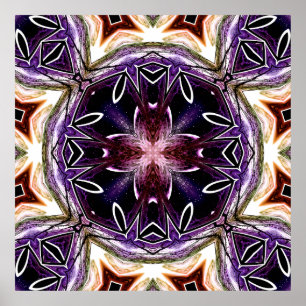 Poster Motif de kaléidoscope cosmique violet et magenta