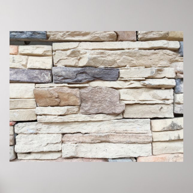 Poster Motif de la pierre moderne mur de brique Surfacé b (Devant)