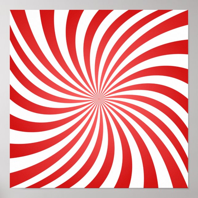 Poster Motif de la spirale rouge et blanche - empreintes  (Devant)