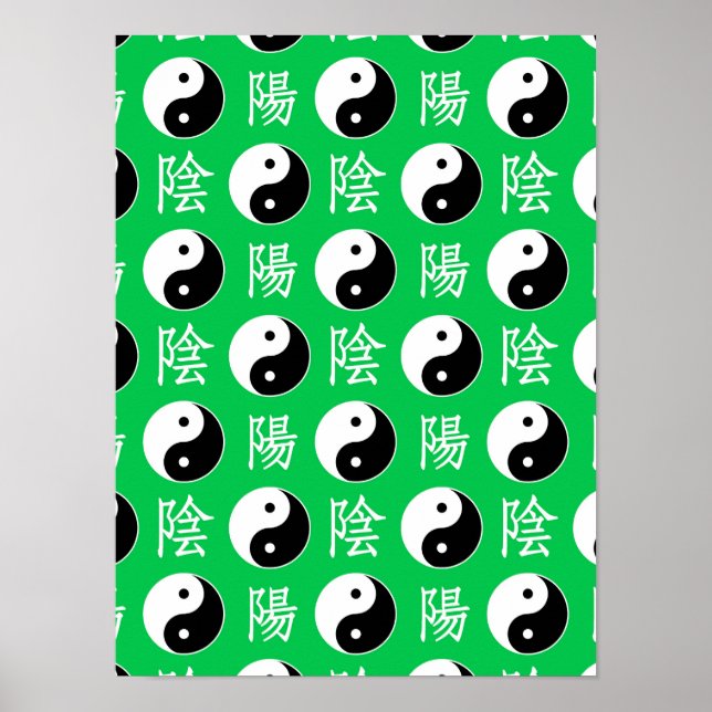 Poster Motif de l'Arrière - plan vert chinois Yinyang (Devant)