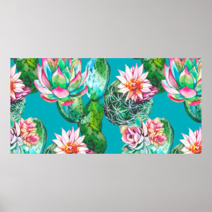 Poster Motif de l'illustration de l'aquarelle succulente