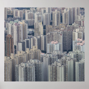 Poster Motif de l'immeuble d'appartements de Hong Kong