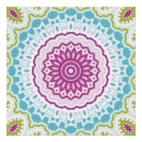 Motif de mandala bleu magenta et vert