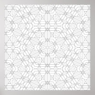 Poster Motif de mandala de grille angulaire complexe à co
