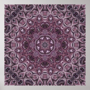 Poster Motif de mandala en marbre de lavande et de prune
