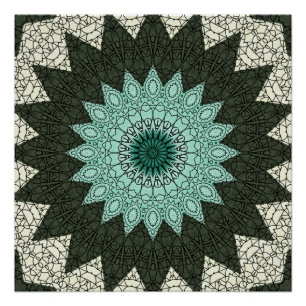 Poster Motif de mandala géométrique sarcelle et vert
