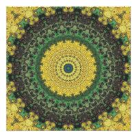 Motif de mandala kaléidoscope jaune et vert