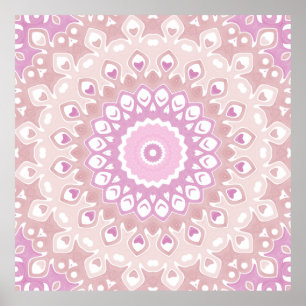 Poster Motif de mandala rose tendre et rose
