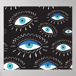 Poster Motif de mode pour les yeux tribaux