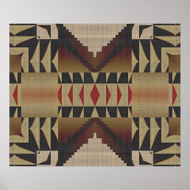 Poster Motif de mosaïque Brown kaki rouge autochtone auto (Devant)