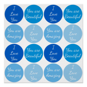 Poster Motif de mot d'affirmation positive bleue