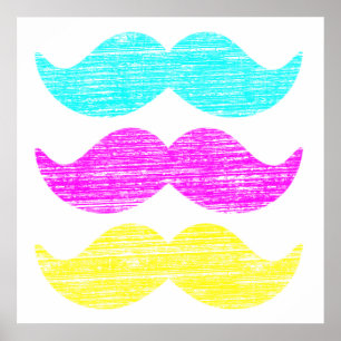 Poster Motif de moustache CMJ qui se chevauchent de maniè
