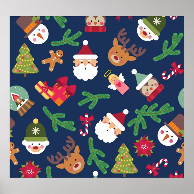 Poster Motif de Noël festif, design de vacances. (Devant)