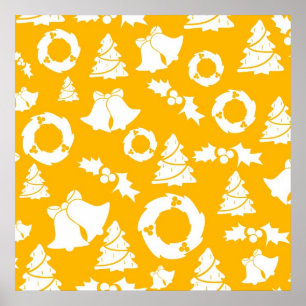 Poster Motif de Noël jaune