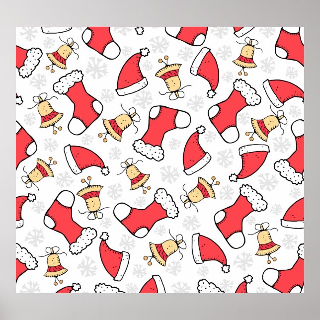 Poster Motif de Noël sans couture, design festif. (Devant)