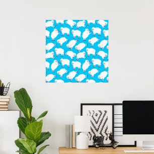 Poster Motif de nurserie Moutons bleus à compter