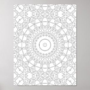 Poster Motif de page de coloriage en travail de boucle en