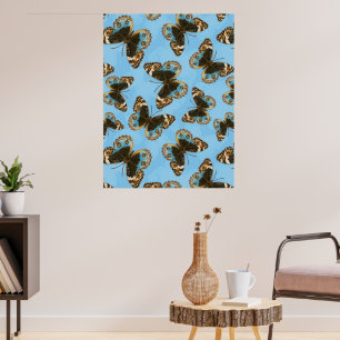 Poster Motif de papillon de pensée bleu