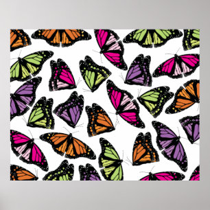 Poster Motif de papillons colorés