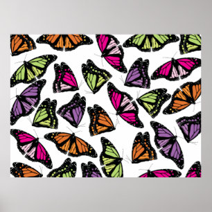 Poster Motif de papillons colorés