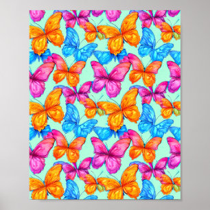 Poster Motif de papillons colorés